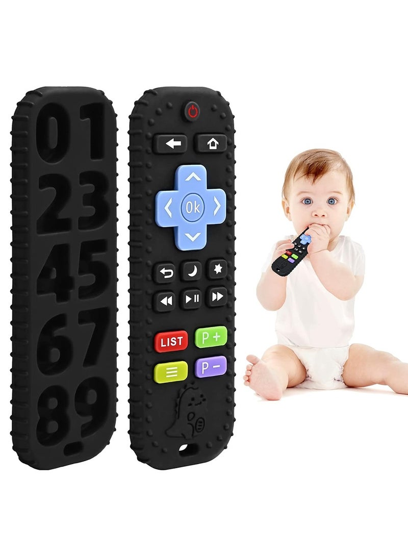JoyousSto Teething Relief Teethers Toys for Babies 3-12 Months Gifts, Food Grade Silicone Sensory Baby Remote Control Teether Bath Toy for Newborn Infant Boy Girl, Black - Image 1